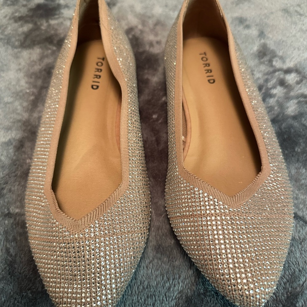 Torrid Women's Beige Rhinestone Embellished Flats